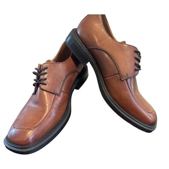 Kenneth Cole Merge Brown Lace Up Square toe dress shoes size 8 - Picture 1 of 13